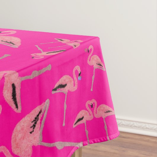 Sprankelende roze flamingo glitter hart tafelkleed (Voorbeeld)