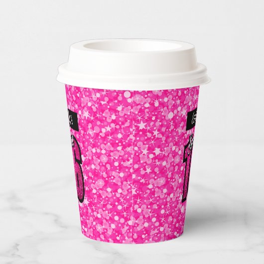 Sprankelende roze Glitter Paper Cup Papieren Bekers (Rechts)