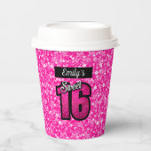 Sprankelende roze Glitter Paper Cup Papieren Bekers (Voorkant)