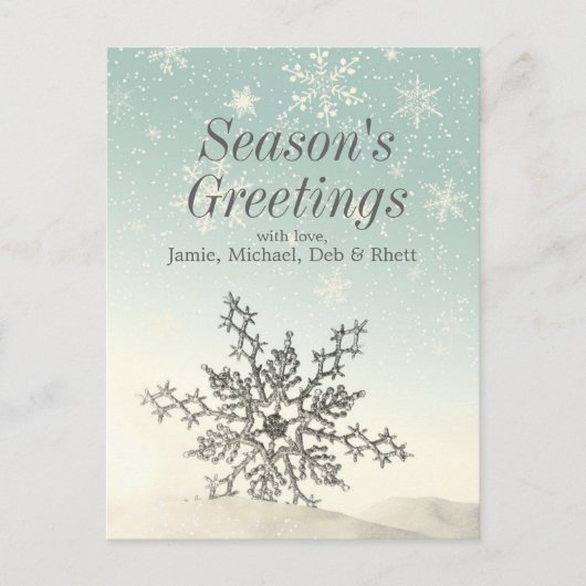 Sprankelende sneeuwvlok in de sneeuw briefkaart (Voorkant)