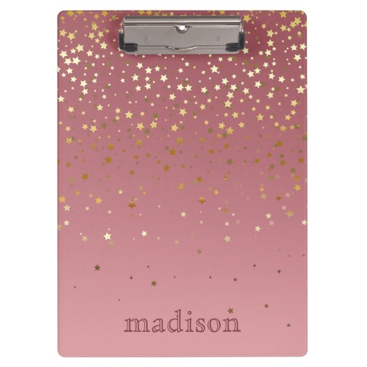 Sprankelende sterren met Rozen gouden achtergrond Klembord (Voorkant)