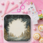 Sprankelende vakantiebomen papieren bordje (Feest)