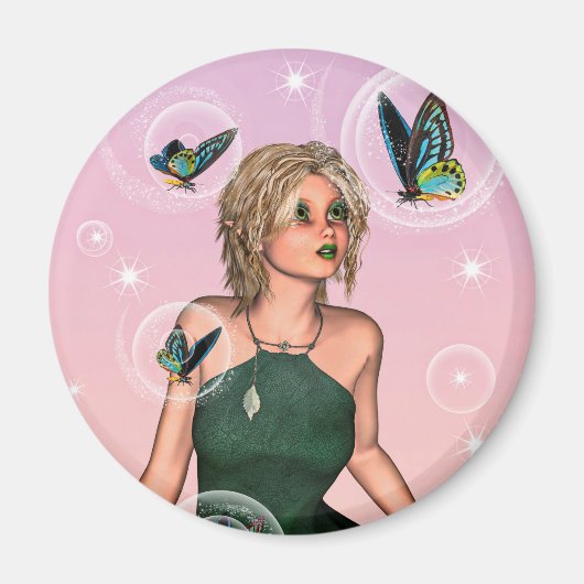 Sprankelende Vlinderfee Fantasie Kunst Magneet (Voorkant)