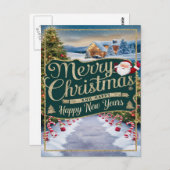 Sprankelende wensen: een vrolijk kerstfeest briefkaart (Voorkant / Achterkant)