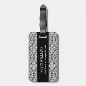 Sprankelende witte diamanten cirkels patroon bagagelabel (Achterkant verticaal)