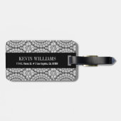 Sprankelende witte diamanten cirkels patroon bagagelabel (Achterkant horizontaal)