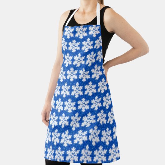 Sprankelende witte sneeuwvlokken blauwe achtergron schort (Insitu)
