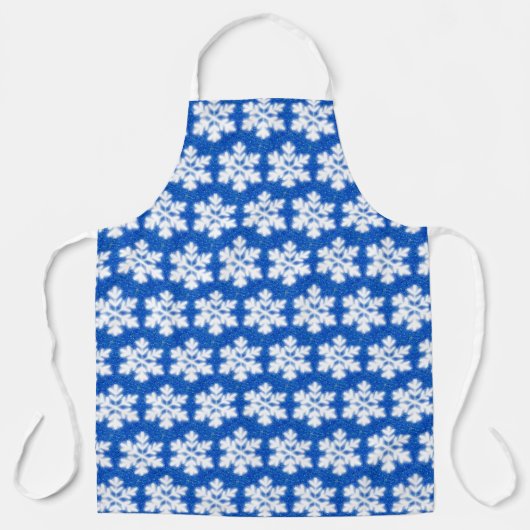 Sprankelende witte sneeuwvlokken blauwe achtergron schort (Voorkant)