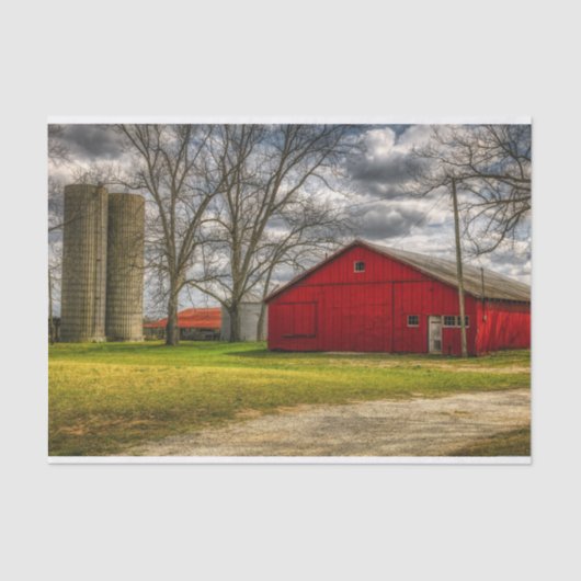 Sprawling Georgia Red Barns en Silos Tissuepapier (Voorkant)