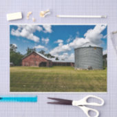 Sprawling Rode Paardenschuur en Enorme Graansilo Tissuepapier (Craft)