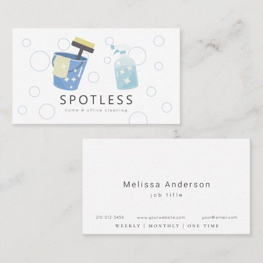 Spray Bottle & Bucket Cleaning Service Maid Busine Visitekaartje (Voorkant / Achterkant)