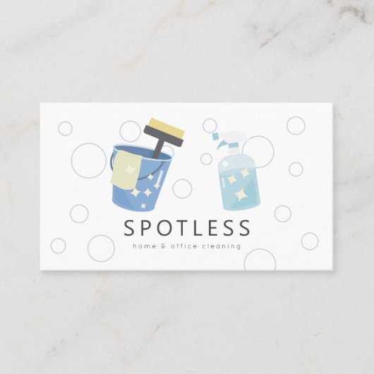 Spray Bottle & Bucket Cleaning Service Maid Busine Visitekaartje (Voorkant)
