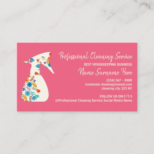 Spray Bottle House Cleaning Service Room gardening Visitekaartje (Voorkant)