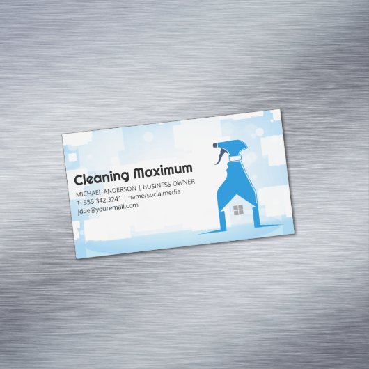 Spray Cleaning Bottle | Home Cleaner Services Magnetisch Visitekaartje (Voorbeeld)