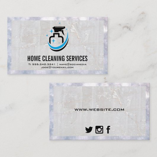 Spray Fles Logo | Marmer en Boke Visitekaartje (Voorkant / Achterkant)