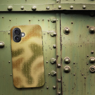 Spray geschilderd tactische camo patroon bruin iPhone 16 hoesje