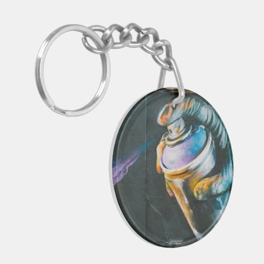 Spray kan graffiti kunstmuurschildering sleutelhanger (Voorkant Links)