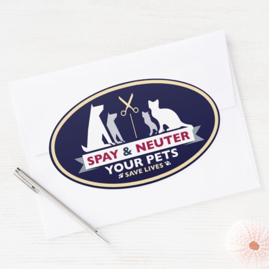 Spray & Neuter uw huisdieren Ovale Sticker (Envelop)