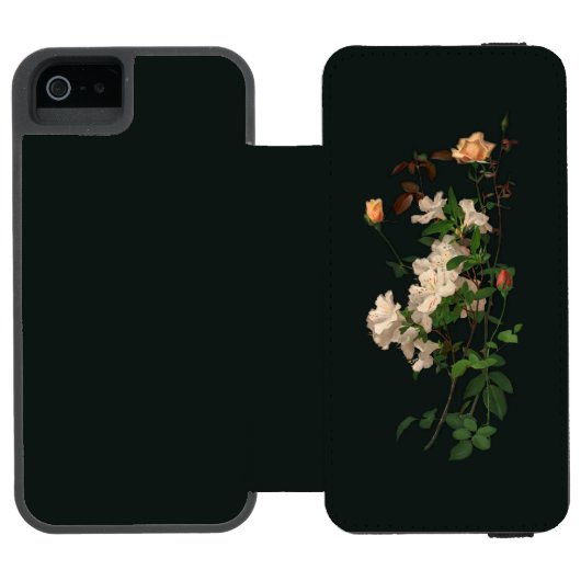  Spray of Flowers op Zwart Incipio iPhone Portemonnee Hoesje (Agenda Open)