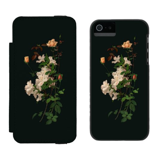 Spray of Flowers op Zwart Incipio iPhone Portemonnee Hoesje (Naast elkaar)