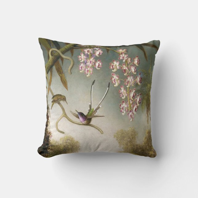 Spray Orchids met Hummingbird Pillow Kussen (Voorkant)