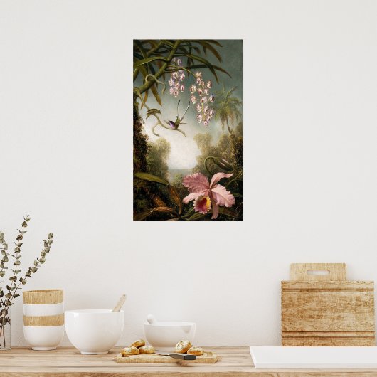 Spray Orchids met Hummingbird Poster (Keuken)