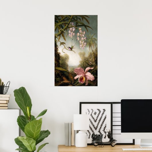 Spray Orchids met Hummingbird Poster (Thuiskantoor)