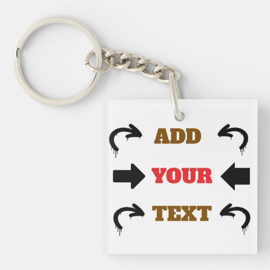 Spray Paint Arrow Add Your Text Bold Design Sleutelhanger (voorkant)