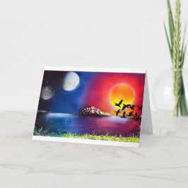 Spray Paint Art Nacht en Dag Ocean Painting Kaart