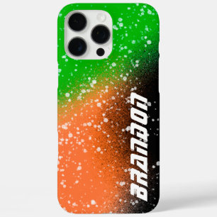 Spray Paint Zwart Sinaasappel en Groene Naam iPhone 16 Pro Max Hoesje