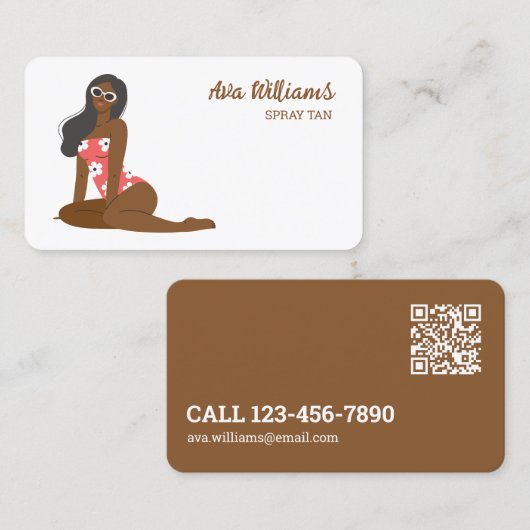 Spray Tan Aangepaste QR Visitekaartje (Voorkant / Achterkant)