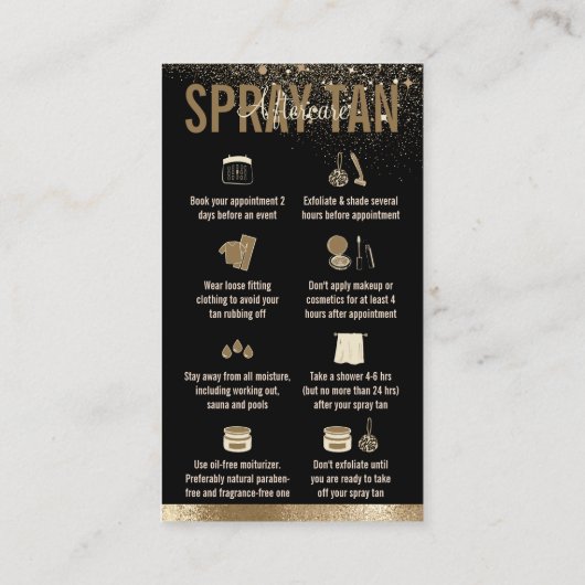Spray Tan Aftercare Instruction Visitekaartje (Achterkant)