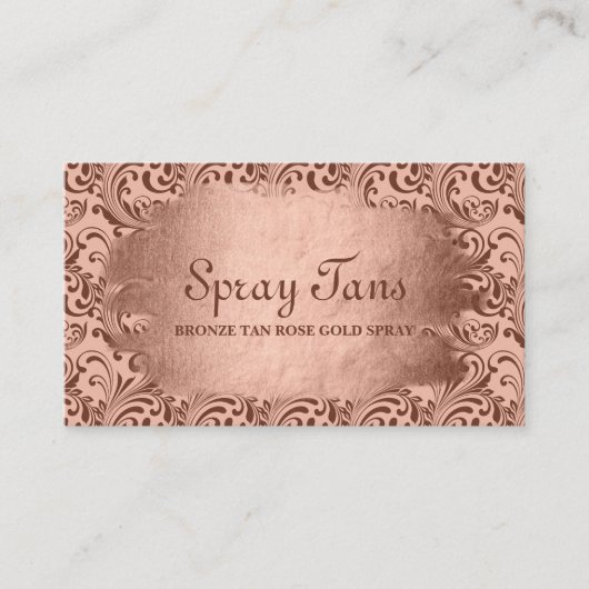 Spray Tan Bronze Swirls Damask Visitekaartje (Voorkant)