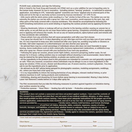 Spray Tan Business Plan - Goedgekeurd vrijstelling Flyer (Achterkant)