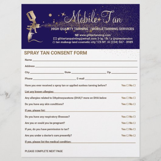 Spray Tan Business Plan Toestemming Ontheffing For Flyer (Voorkant)
