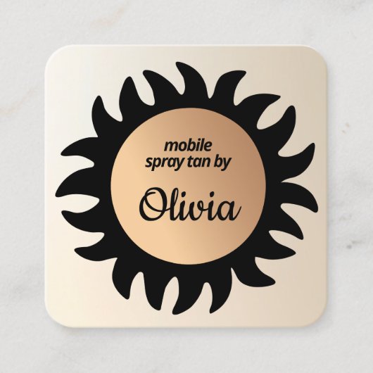 Spray Tan Copper Sun Rays Business Square B Vierkante Visitekaartje (Voorkant)