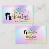 Spray tan eenhoorn holografie regenboog glitter dr visitekaartje (Voorkant / Achterkant)