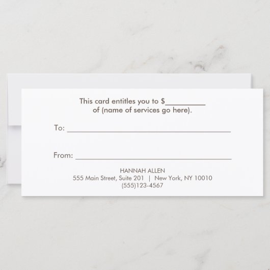 Spray Tan en Makeup Cadeaucertificaat (Achterkant)