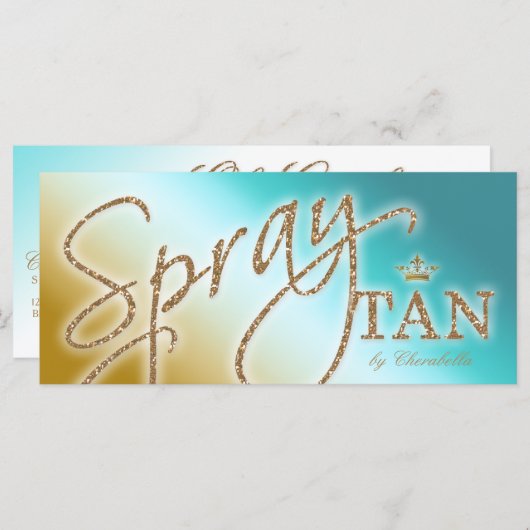 Spray Tan Gift Certificate Glitter Gold Crown (Voorkant / Achterkant)