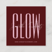 Spray tan gloed moderne typografie script rood vierkante visitekaartje (Voorkant)