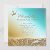 Spray Tan Gold Glitter Crown Salon Invitation Kaart (Achterkant)