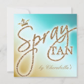 Spray Tan Gold Glitter Crown Salon Invitation Kaart (Voorkant)
