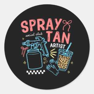 Spray Tan Kunstenaar Tech Retro Beauty Zonnebank S Ronde Sticker