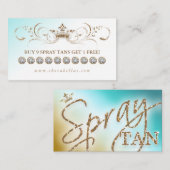 Spray Tan Loyalty Card Diamonds Gold Glitter Crown (Voorkant / Achterkant)