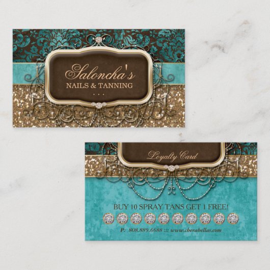 Spray Tan Loyalty Card Tanning Mode Chandelier (Voorkant / Achterkant)