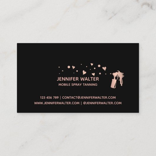 Spray Tan machine mobiele tanning studio harten Visitekaartje (Achterkant)