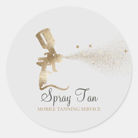 Spray Tan Mobiele Bruining Airbrush Goud Make-up Ronde Sticker (Voorkant)