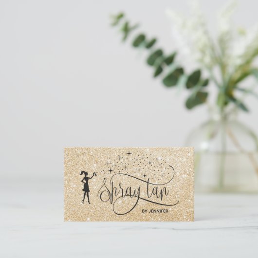 Spray Tan Mobiele Spray Tanning Glittering Meisje Visitekaartje (Staand voorkant)