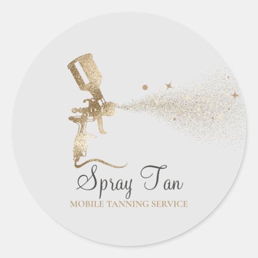 Spray Tan Mobile Tanning Air Brush Gold Makeup Ronde Sticker (Voorkant)