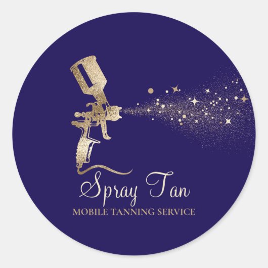 Spray Tan Mobile Tanning Air Brush Navy Ronde Sticker (Voorkant)